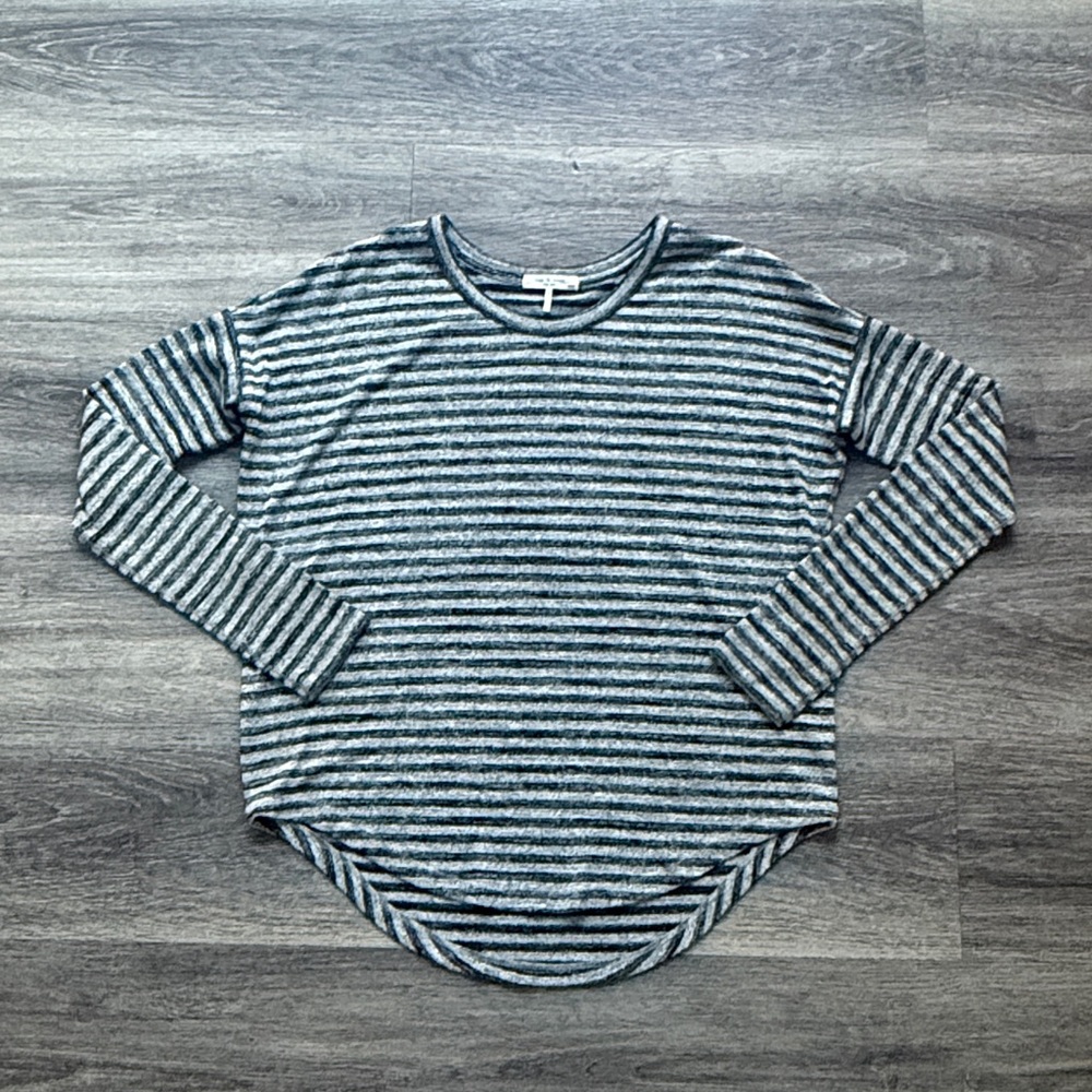 Rag & Bone Striped Knit Top Women’s Gray and Black Long Sleeve Shirt Casual